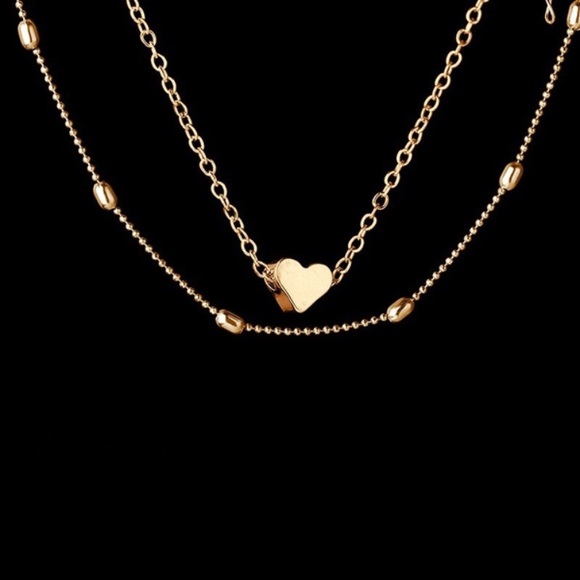 💞 Awesome BoHo heart double layered chain in gold or silver 💕 - Picture 5 of 16